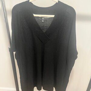 Black V Neck Poncho